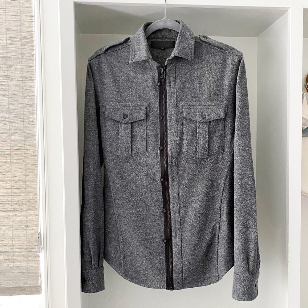 Public School NY Leather Zip Button Up